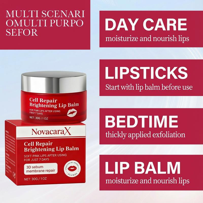 Novacarax Cell Repair Brightening Lip Balm, 30G/1Oz – Fades Lip Pigmentation & Smoker’S Lips, Brightens Dark Lips, Softens and Protects