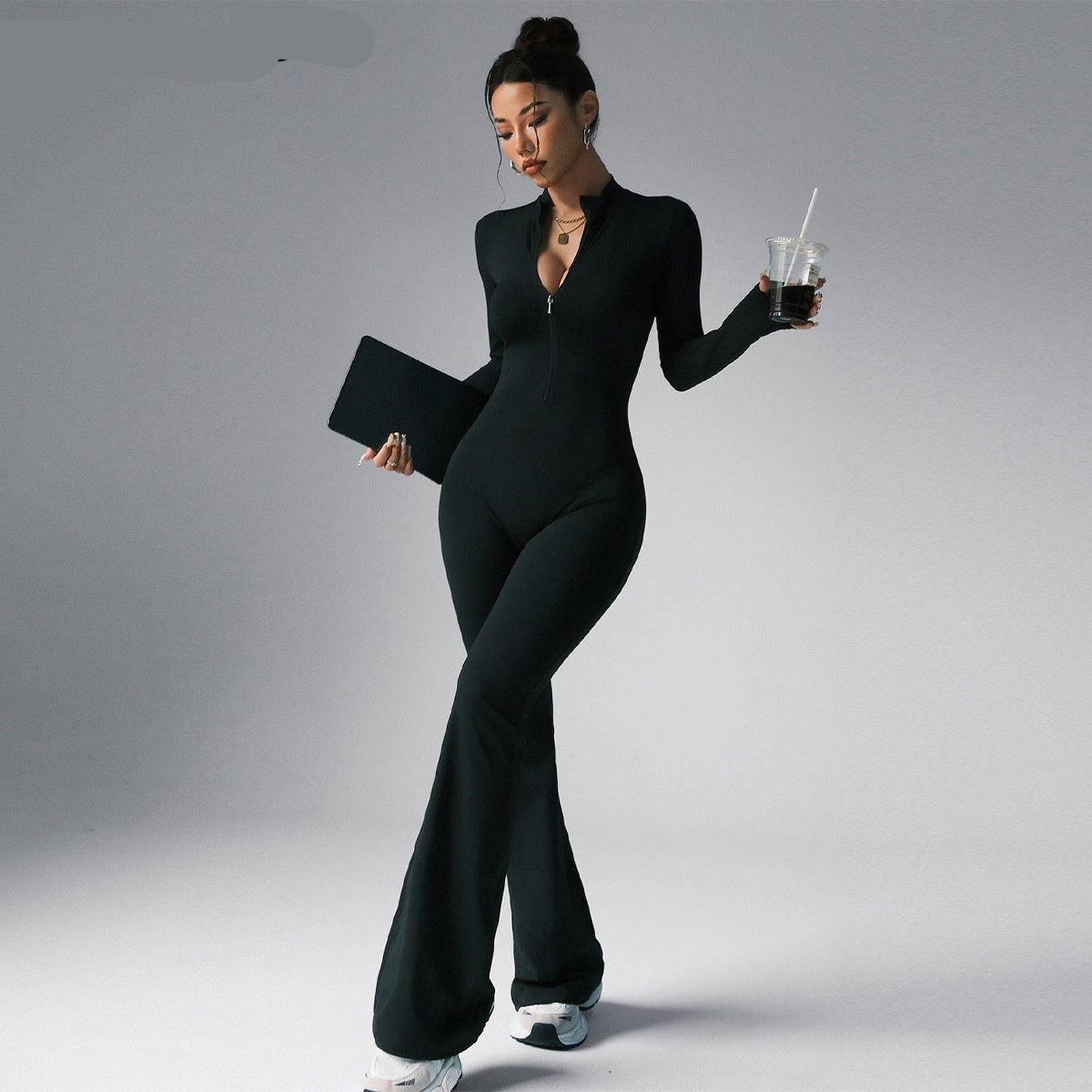 ARIA Black Zipper Jumpsuit