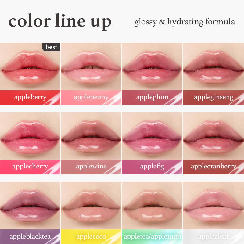 Nooni Korean Apple Lip Oil + Lip Stain | Glossy Lip Stain, Tinting & Long Lasting, Moisturizing Lip Care (13 Options) Hydrate Lipgloss Lipstick Makeup Glossy Hydrating Moisturizer Plump Transfer-Proof