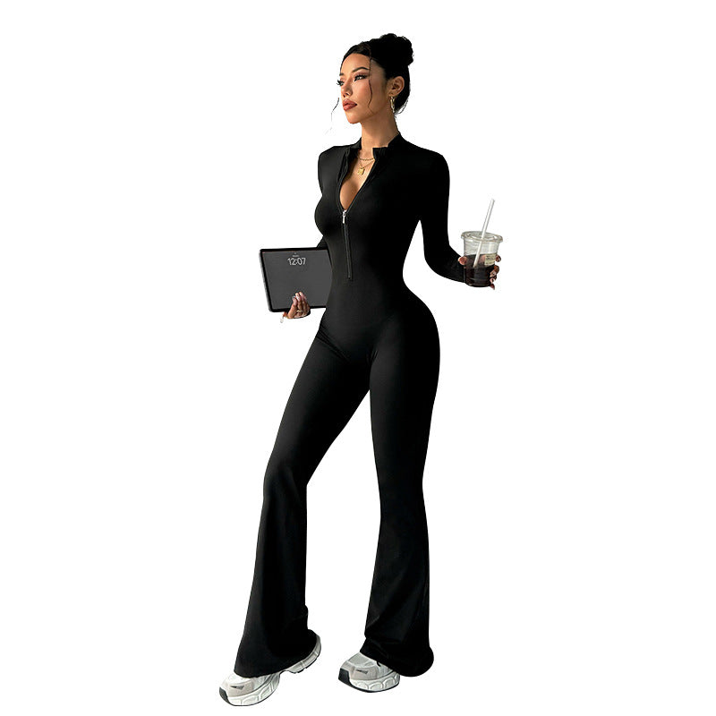 ARIA Black Zipper Jumpsuit